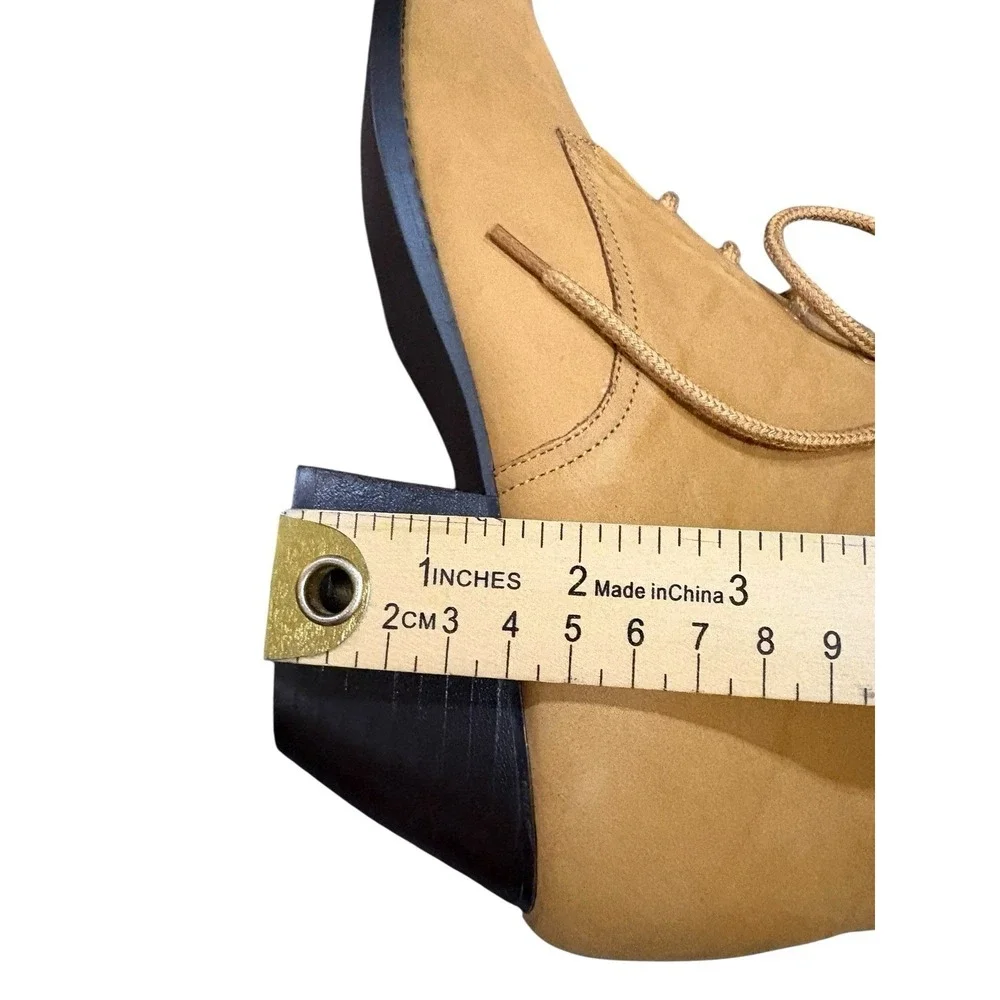 Vintage Dolcis Tan Leather Lace Up Ankle Boots NOS 10M Ogden Box 90s - Picture 7 of 12